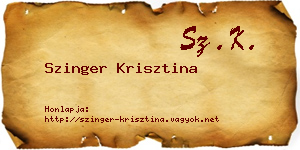 Szinger Krisztina névjegykártya